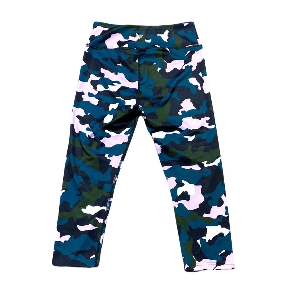 Fila Pink Camouflage Cropped Yoga Stretch Exercise Workout Pants M - Picture 4 of 6